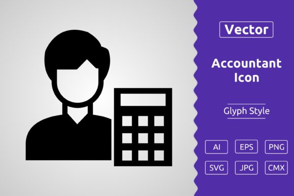 Vector Accountant Glyph Icon: A Versatile Tool for Designers and Businesses