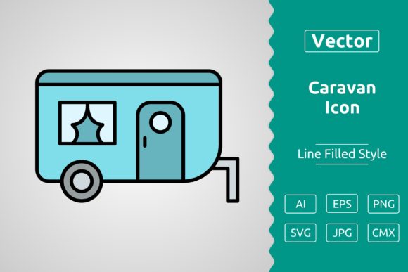 Vector Caravan Filled Outline Icon