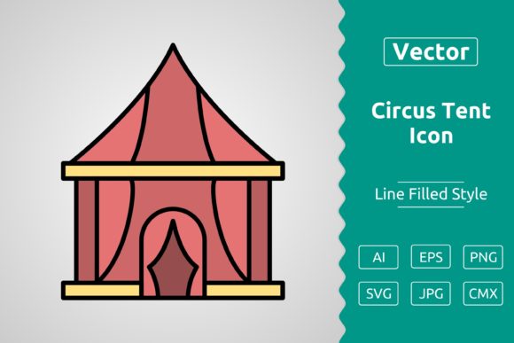 Vector Circus Tent Filled Outline Icon