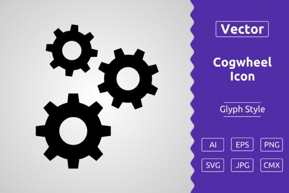Vector Cogwheel Glyph Icon