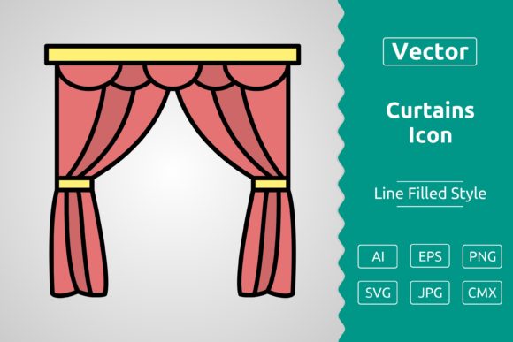 Vector Curtains Filled Outline Icon – A Versatile Tool for Designers and Creators