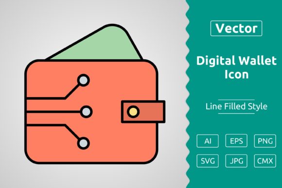 Vector Digital Wallet Filled Outline Icon