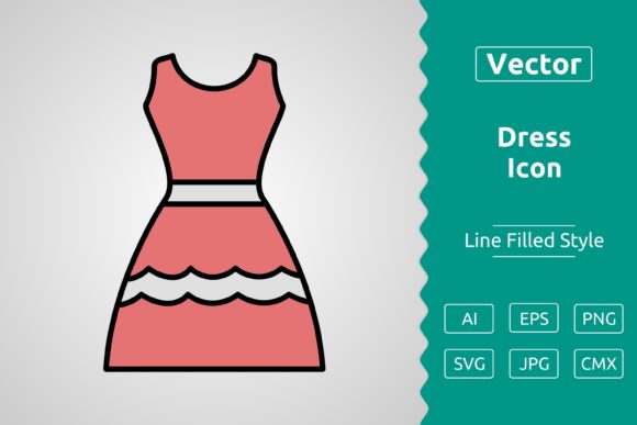 Vector Dress Filled Outline Icon: A Versatile Design Asset for Modern Projects