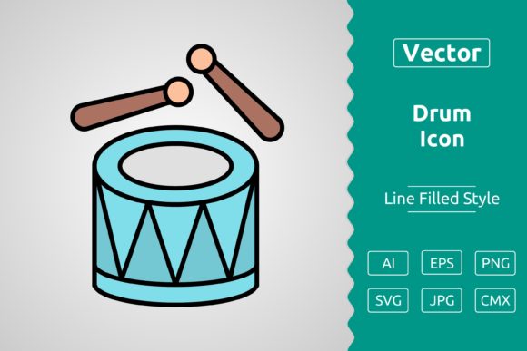 Vector Drum Filled Outline Icon