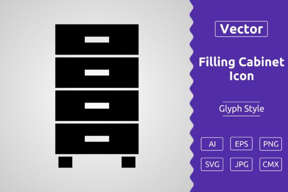 Vector Filling Cabinet Glyph Icon: A Versatile Tool for Modern Design Workflows