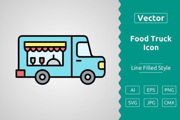 Vector Food Truck Filled Outline Icon
