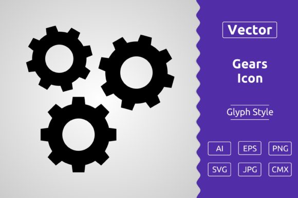 Vector Gears Glyph Icon: A Versatile Tool for Design and Creativity