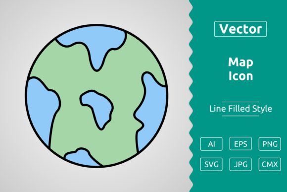 Vector Map Filled Outline Icon