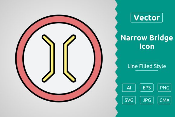 Vector Narrow Bridge Sign Filled