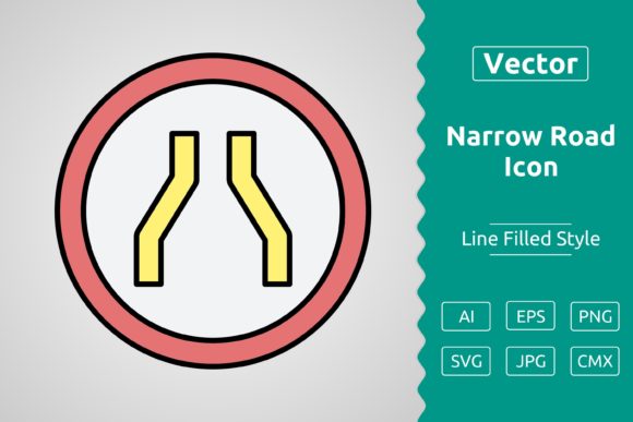 Vector Narrow Road Filled Outline Icon