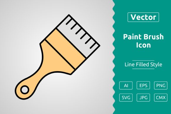Vector Paint Brush Filled Outline Icon: A Versatile Tool for Designers and Creators