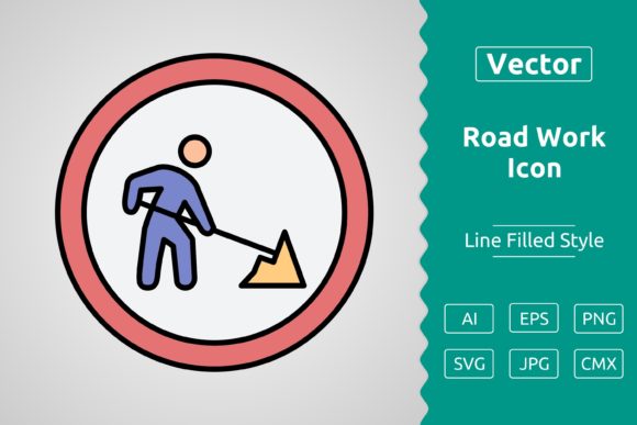 Vector Road Work Filled Outline Icon – A Versatile Tool for Designers and Creators