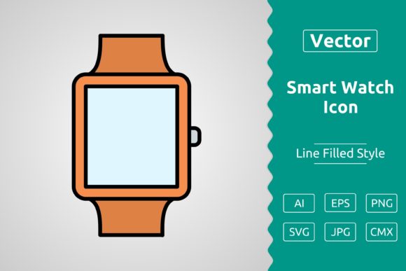 Vector Smart Watch Filled Outline Icon