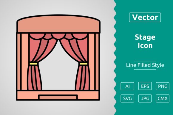 Vector Stage Filled Outline Icon
