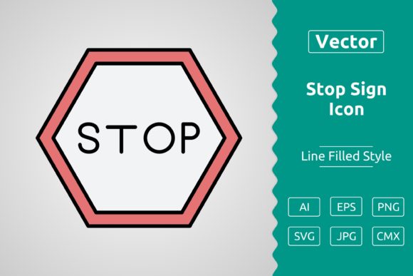 Vector Stop Sign Filled Outline Icon