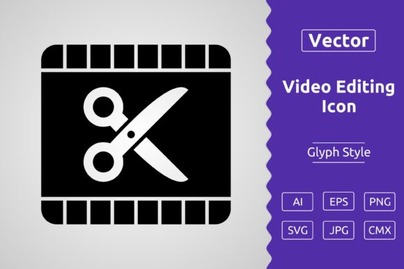 Vector Video Editing Glyph Icon – A Powerful Tool for Modern Designers